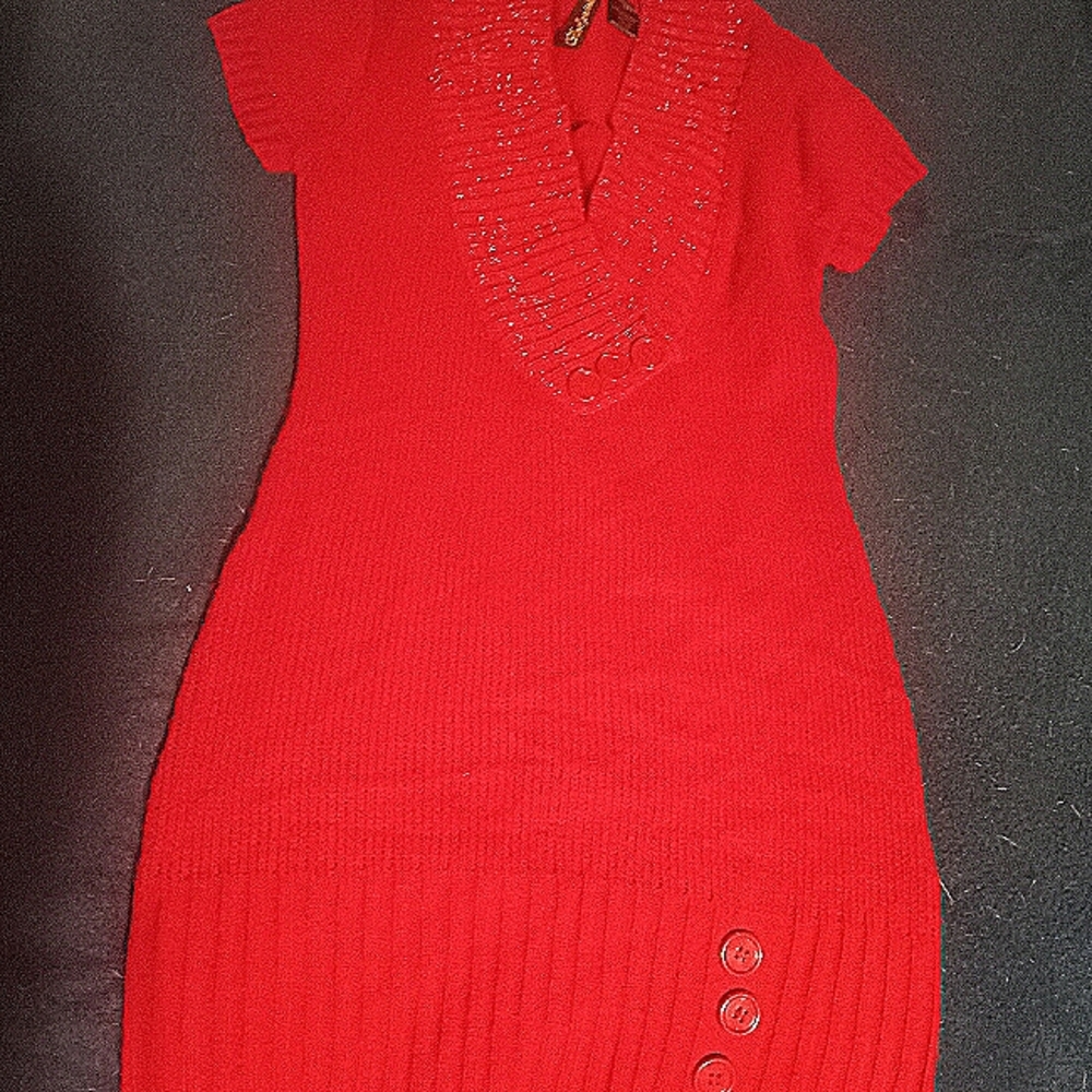 Red Paint Sweater Dress